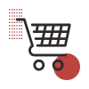 Line art icon of a shopping cart with a padlock representing secure payment services