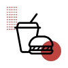 Icon of a takeout bag representing fast-casual and ghost kitchen POS systems