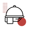 Line art icon of a cloche (serving tray) representing restaurant POS solutions